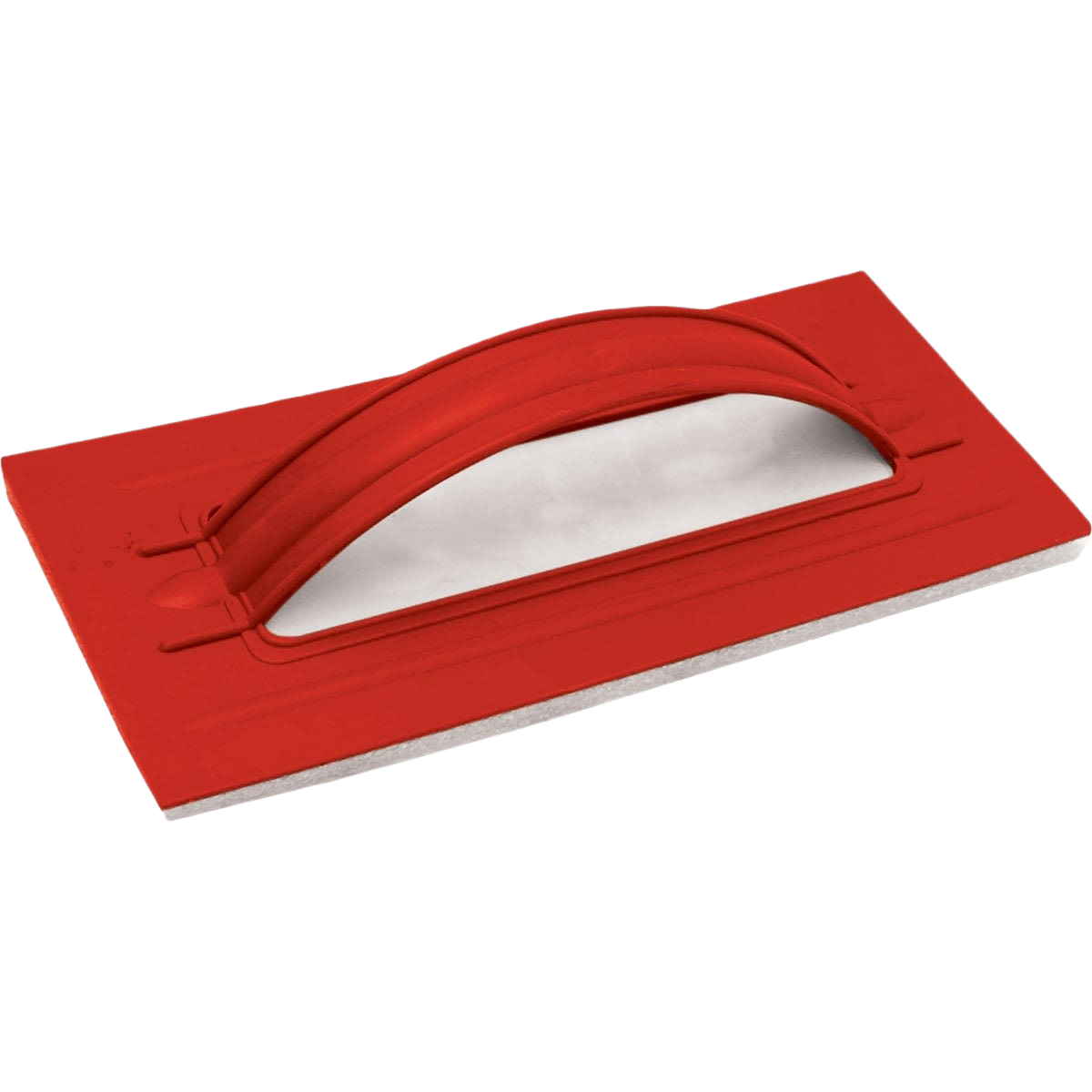 Red Poly-Pro notched hand trowel with comfortable grip for flooring and gardening tools in home improvement use