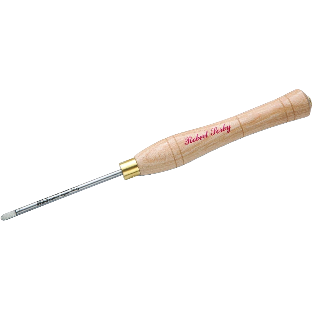 Wood-handled micro-hollowing tool with slender steel shaft for precise woodworking and home improvement tasks