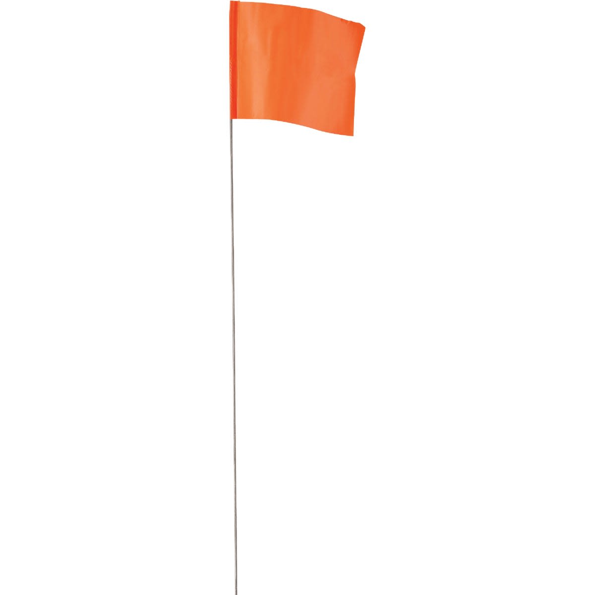 Bright fluorescent orange stake flag with metal wire for marking boundaries and utility lines in home improvement tools collection