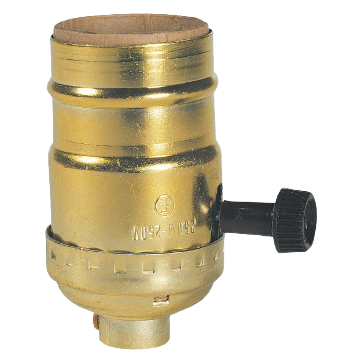 Brass turn-knob lamp socket with three wires for electrical lighting in lamps and home improvement collections
