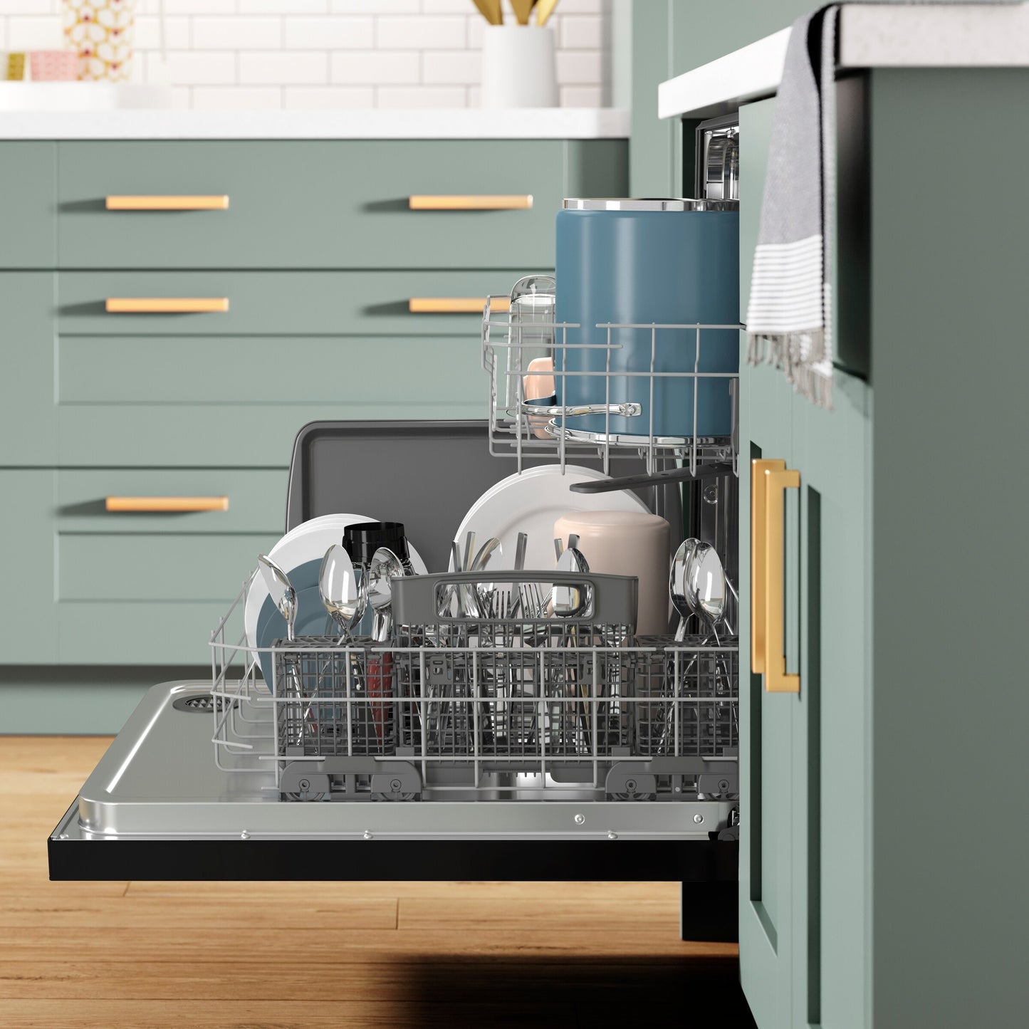 24” Stainless Steel Dishwasher with AI Intelligent Wash and Tall Top Rack