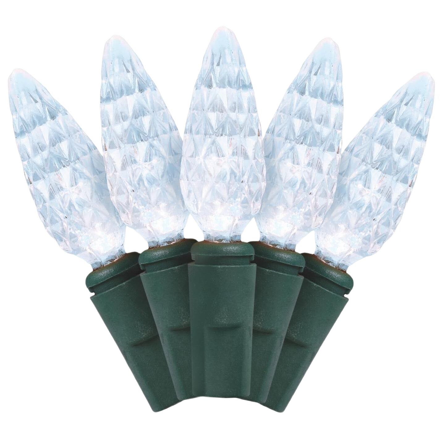 Strawberry style clear C6 LED bulbs with green bases for Christmas lights and holiday home improvement under $50 collection