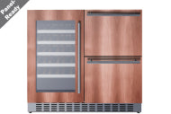 36" Wide Combination Wine Cellar & 2-Drawer Refrigerator (Panel Not Included)