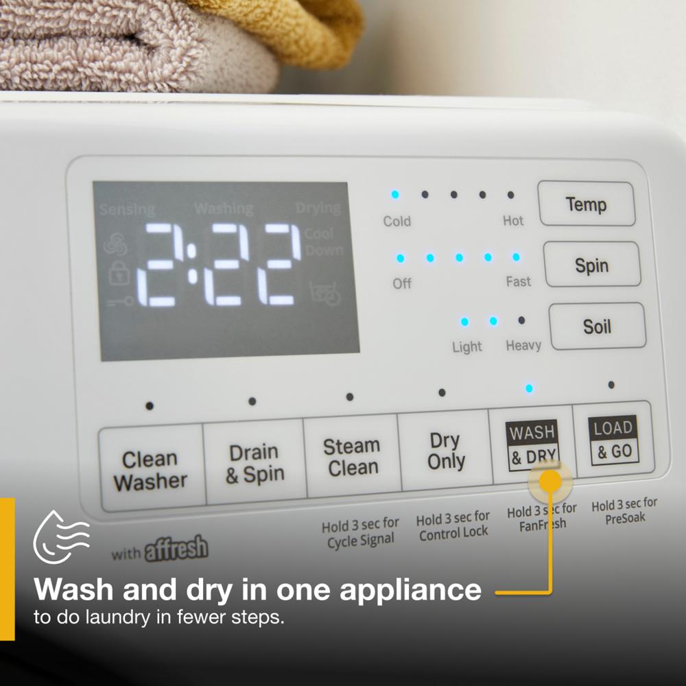 Digital control panel on ventless washer dryer showing cycle settings and timer in washers and dryers collection