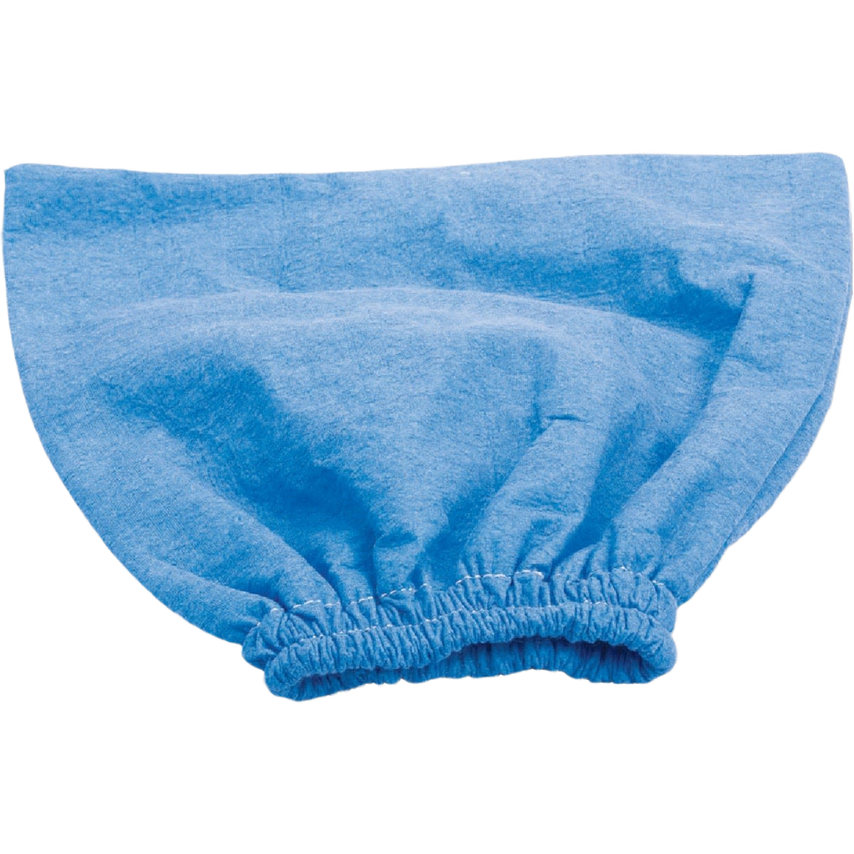 Blue cloth vacuum filter bag with elastic opening designed for reusable dust collection in home improvement tools