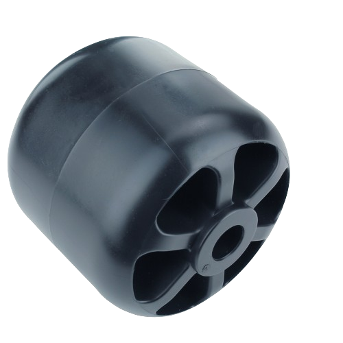Black durable plastic mower deck gauge wheel roller designed for easy attachment and smooth lawn maintenance tasks