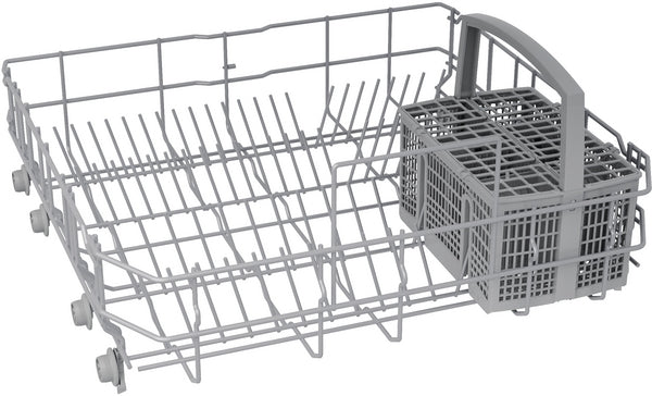 Lower rack for forks, knives, and spoons with grey basket for 100 Series 24-inch dishwasher accessory