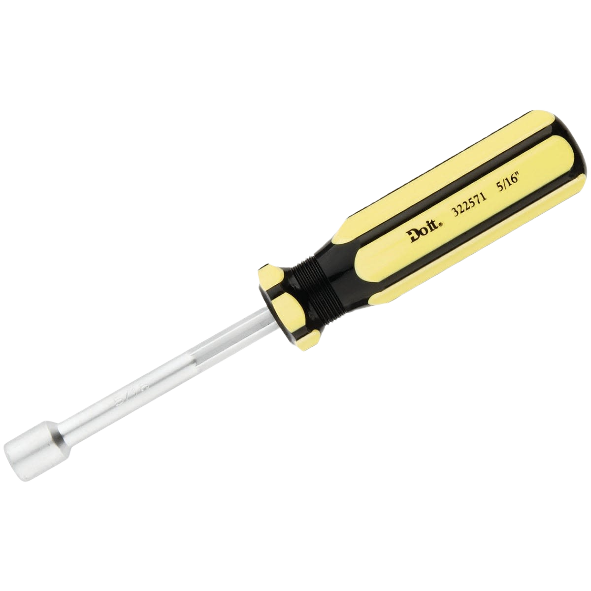 Chrome-plated 5/16 inch nut driver with ergonomic yellow and black handle, part of Power Tools under $50 collection