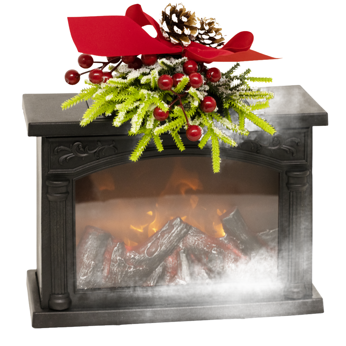 Gerson International 11" Fireplace w/Greenery Decoration