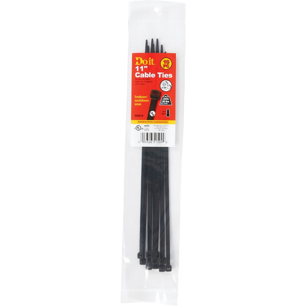 Black molded weather resistant cable ties 10-pack for electrical organization and home improvement under $50 collections