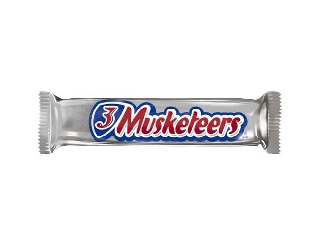 3 Musketeers candy bar in silver wrapper with red and blue lettering for Chocolates & Candies collection under $25