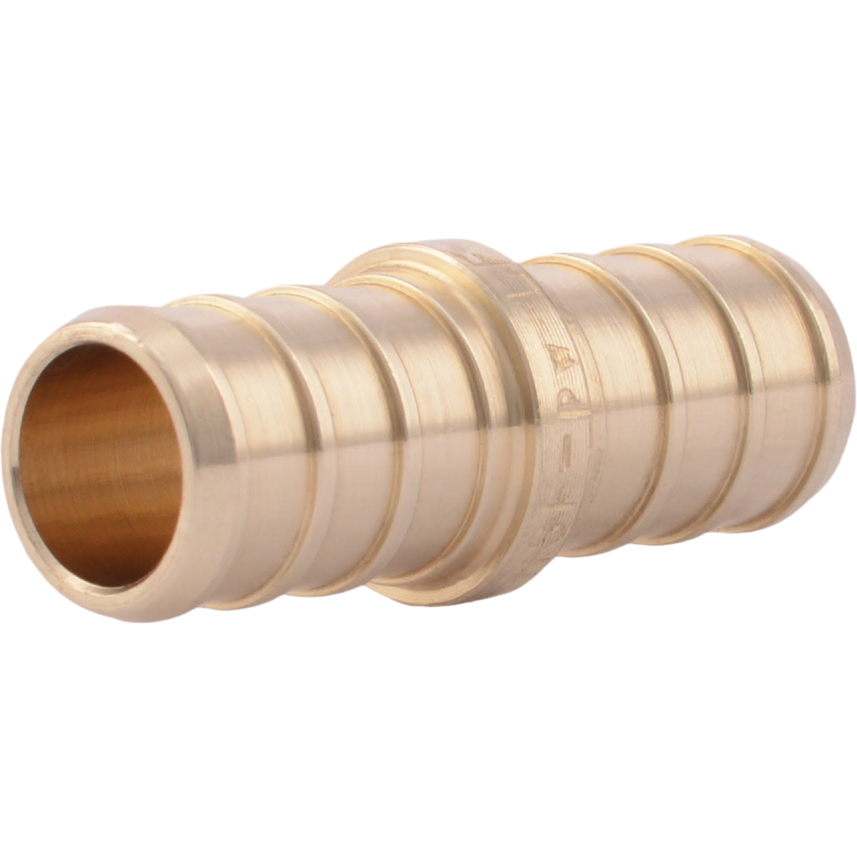 Brass coupling with dual barbed ends for connecting 1/2-inch PEX tubing in plumbing and pipes & fittings collections under $50