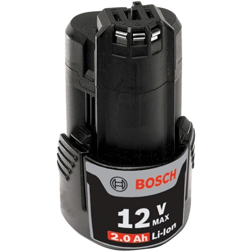 Compact Bosch 12V Max 2.0 Ah lithium-ion battery pack for power tool accessories and portable power needs
