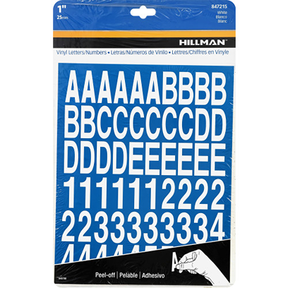 Adhesive vinyl white letters and numbers kit for home improvement in hardware and glue adhesive collections under $50