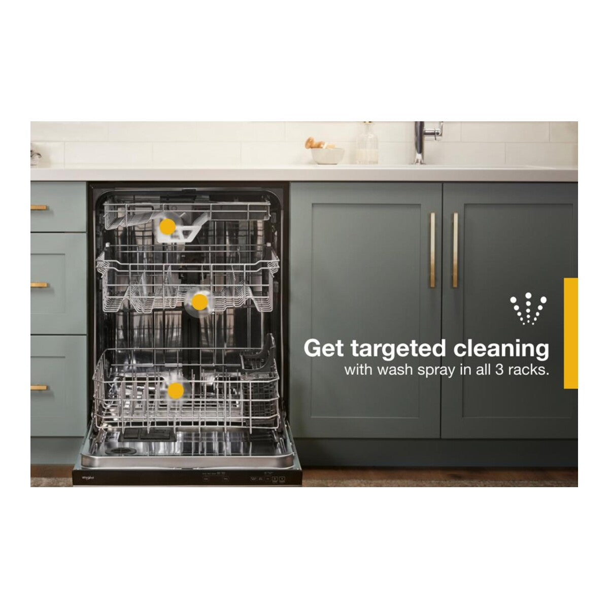 Eco Series Quiet Dishwasher with a washing 3rd Rack & Water Repellent Silverware Basket