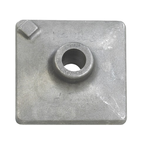 Square steel tamper plate tool with central round hole for hex or spline hammer attachments in power tool accessories collection