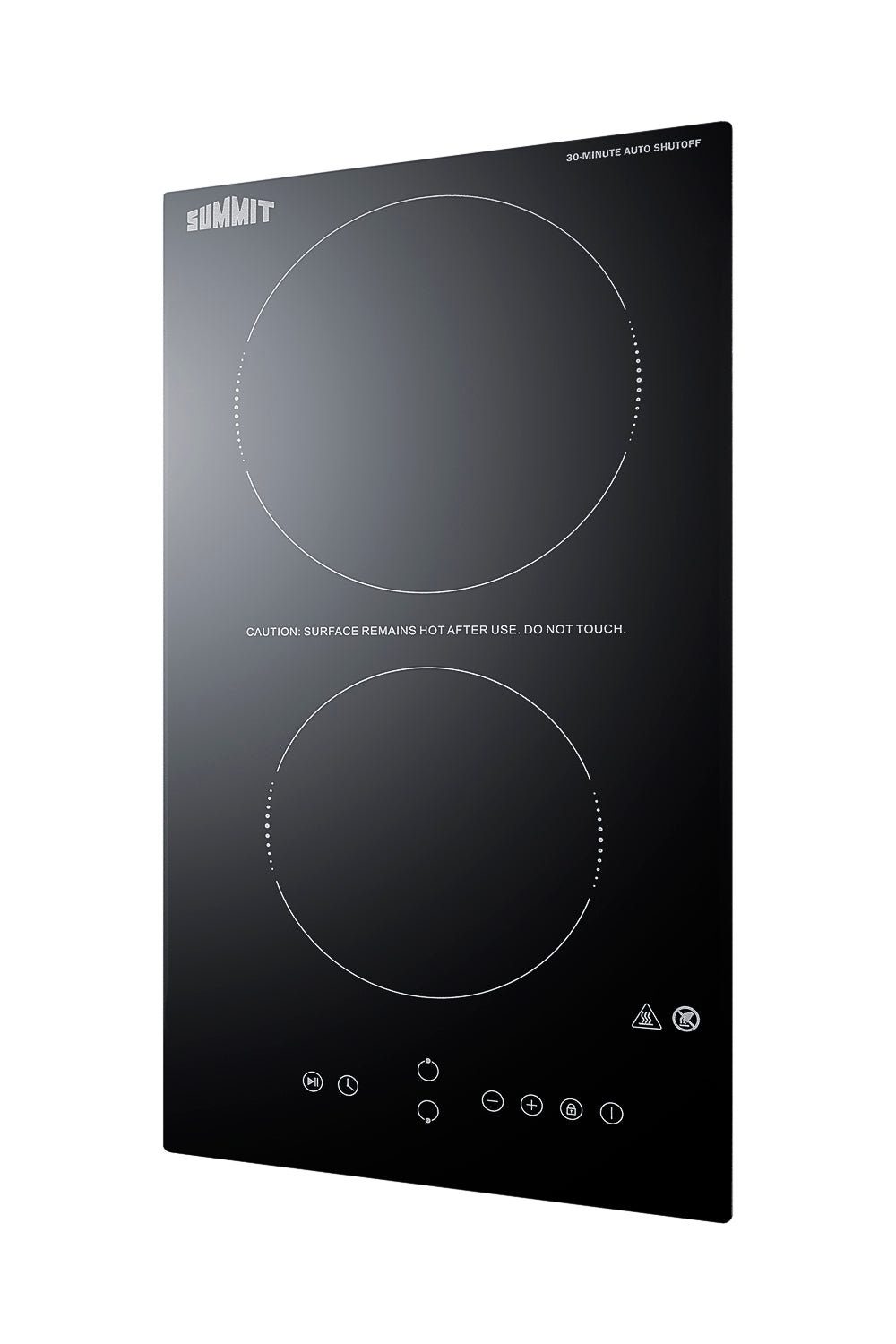 Black 12-inch radiant cooktop with two heating zones and safety shutoff, part of kitchen appliances and cooktops collection