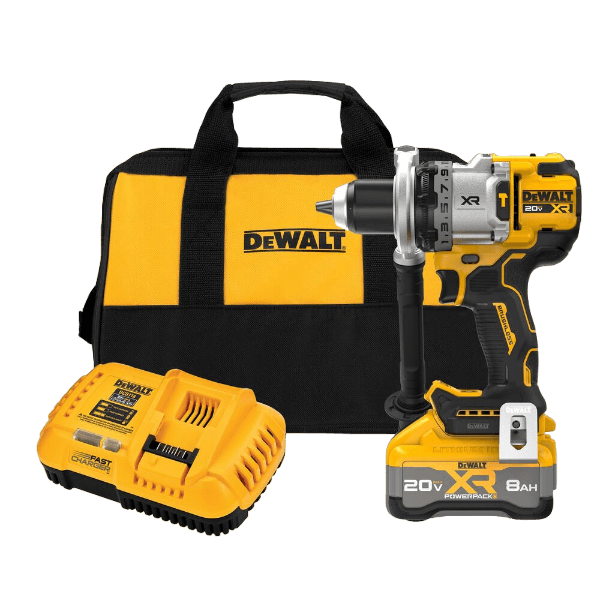Cordless 20V XR hammer drill with 3 speeds, battery pack, charger, and durable yellow and black carrying bag for home improvement