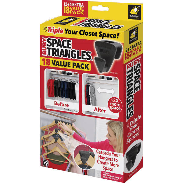 18-pack Ruby Space Triangles hanger holders for cascading closet storage in household and laundry supplies under $50 collections
