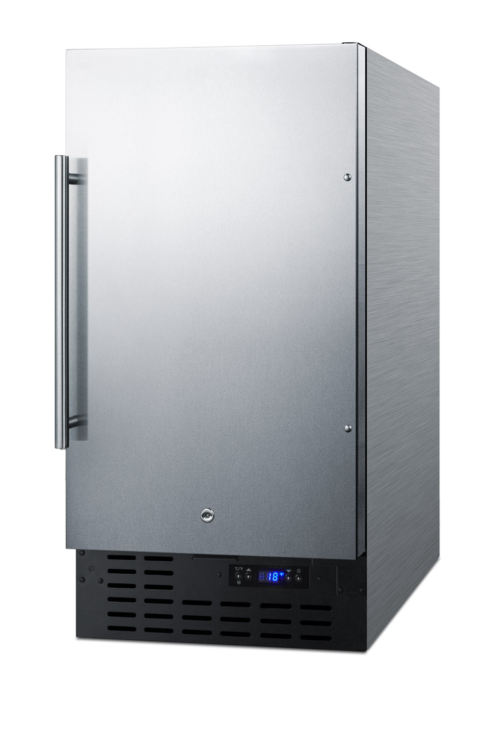 Stainless steel 18-inch built-in all-freezer with digital temperature control for compact kitchen and appliance use