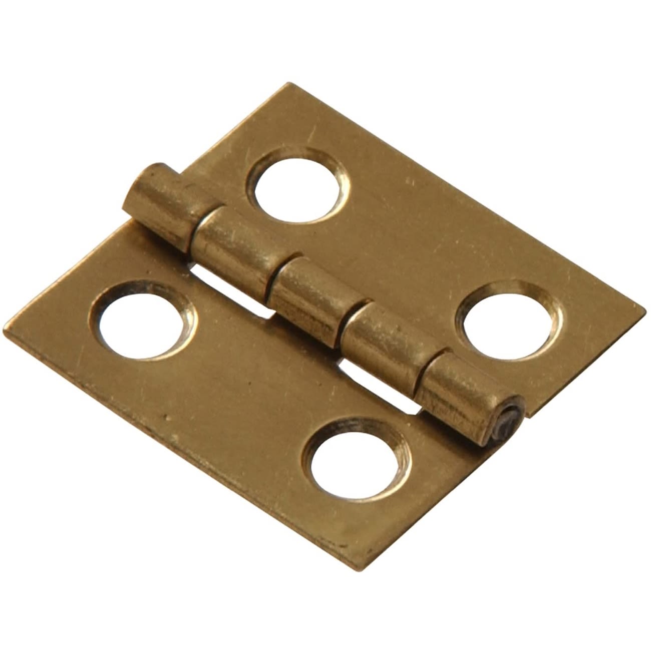 Solid brass medium hinge with bright brass finish and four mounting holes for hardware and home improvement projects