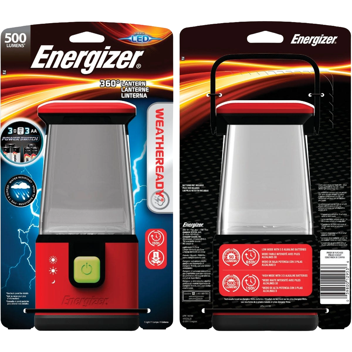Red plastic 360-degree LED lantern with 500 lumens, part of hand tools and flashlights collections under $50