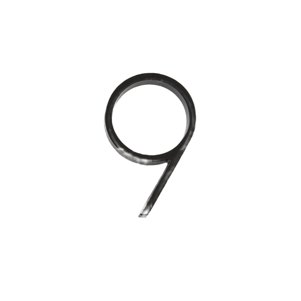 Black zinc floating mount house number 9 designed for home improvement and hardware projects under $50 collections