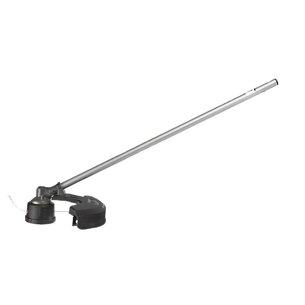 Metal shaft string trimmer attachment with black cutting head designed for home improvement and outdoor tools use