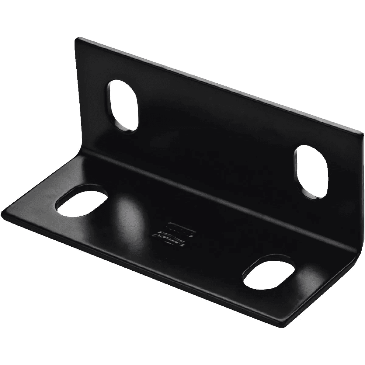 Black wide corner brace with elongated holes for stable 90-degree reinforcement in hardware and shelving accessories under $50