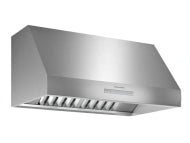 stainless steel wall-mounted range hood with four-speed fan control for kitchen ventilation and appliances
