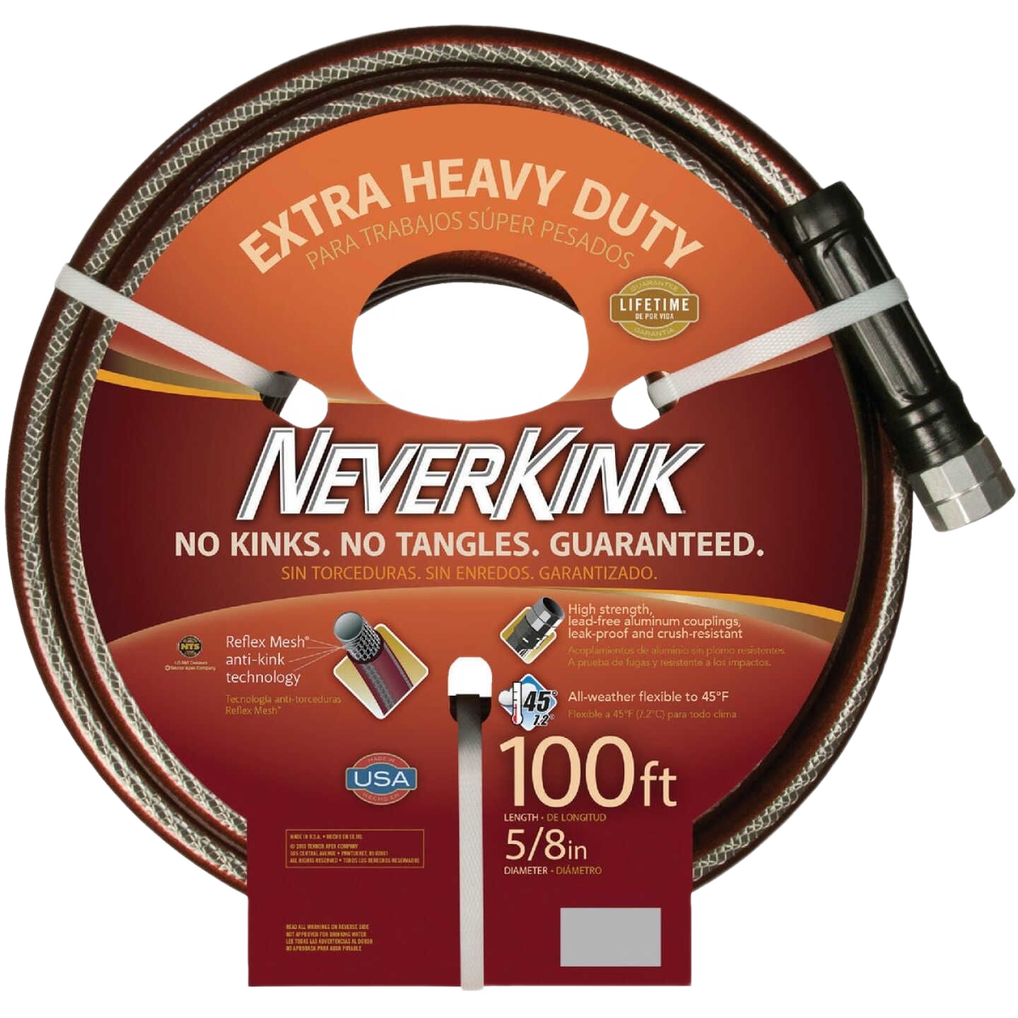 Coiled extra heavy-duty garden hose with durable fittings designed for home improvement and outdoor watering tasks