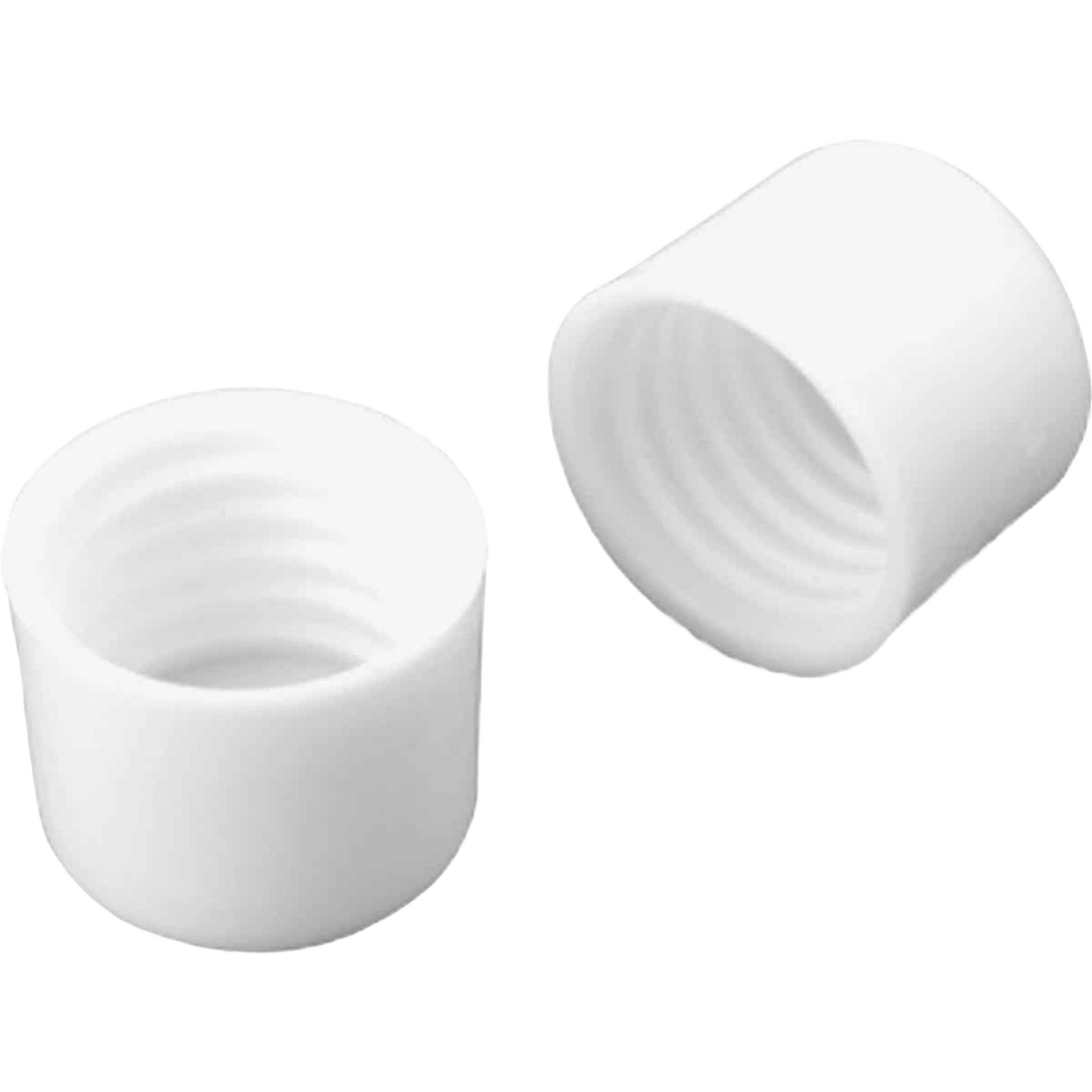 Pair of white plastic closet rod end caps designed for durable closet organization and storage accessories under $50 collections