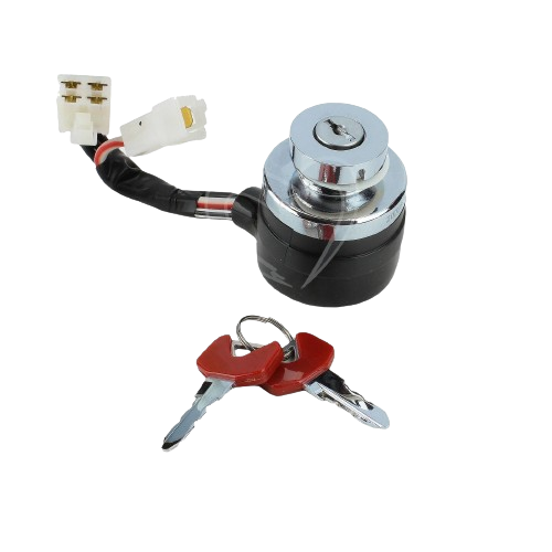 Chrome and black starter relay switch with wiring harness and two keys for tools and home improvement use