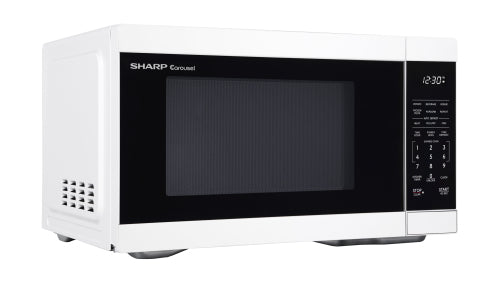 White Sharp countertop microwave with digital keypad and illuminated clock from Microwaves at Hartville Hardware