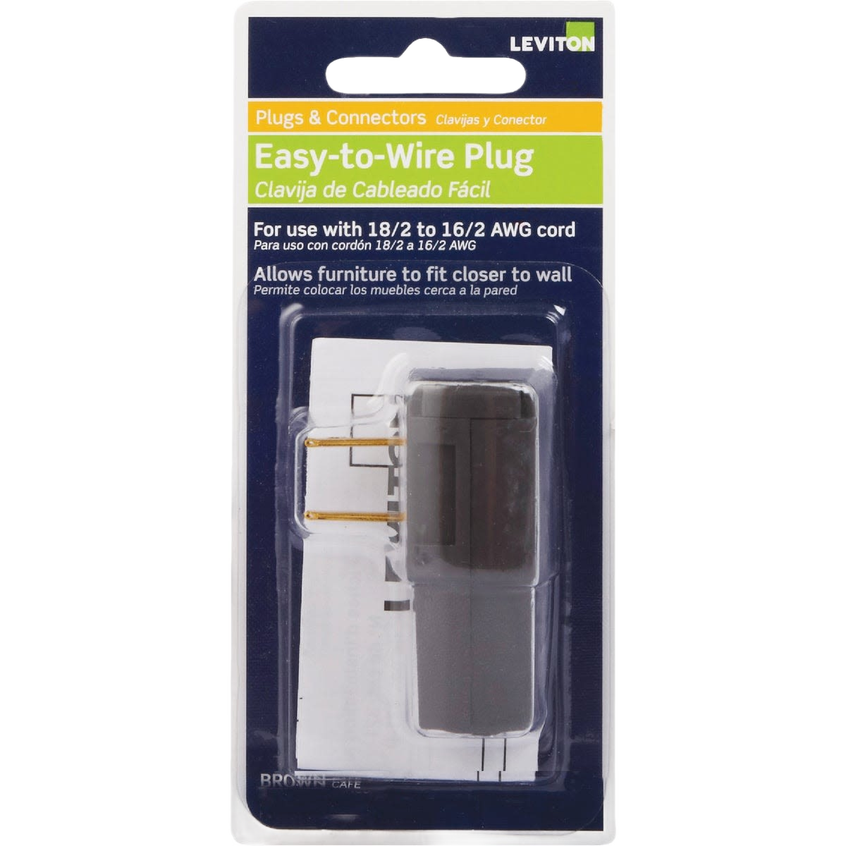 Brown easy-to-wire cord plug in packaging, part of wire and electrical collection under $50 for home improvement tools