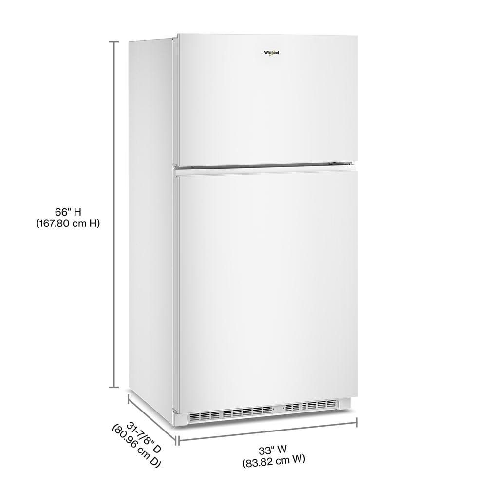 Whirlpool® 32.8-inch Wide Top Freezer Refrigerator with Total Coverage Cooling- 21.3 Cu. Ft.