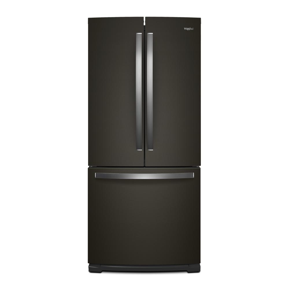 30-inch french door refrigerator with bottom freezer and sleek black finish in kitchen appliance collection