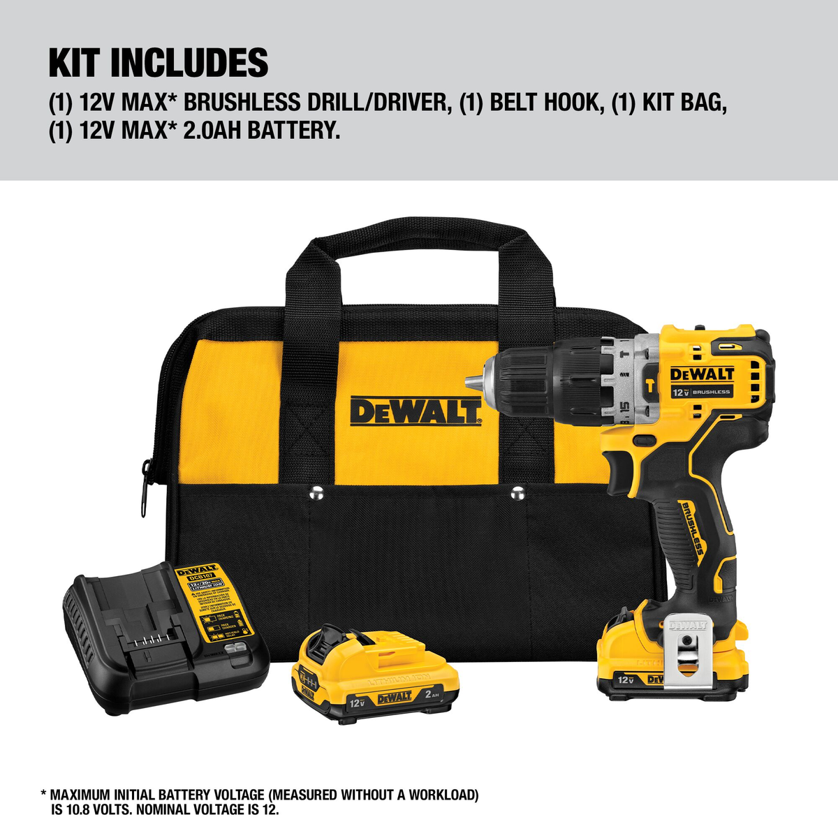 DEWALT 12V MAX* Brushless Cordless 3/8 in. Hammer Drill Kit