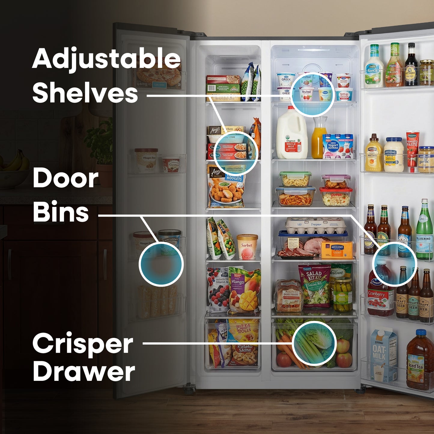 Element Electronics 21.4 cu. ft. Side-by-Side Refrigerator - Stainless Steel (ERX21FDS)