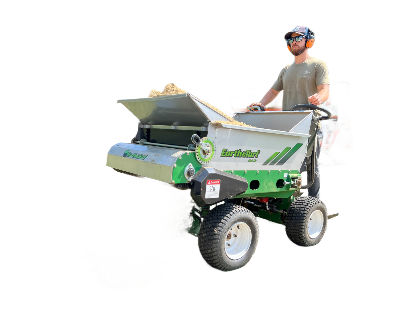Stand-on top dresser spreading material with four-wheel drive for landscaping in All Products collection