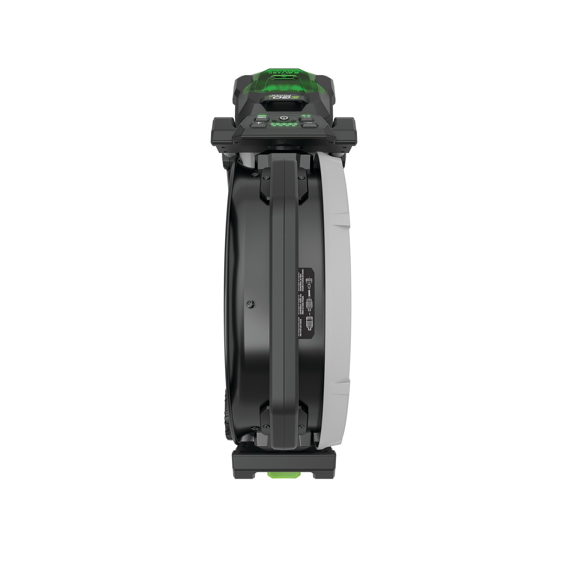 Battery-powered 18-inch misting fan with green accents for portable cooling in home improvement and power tool accessories.