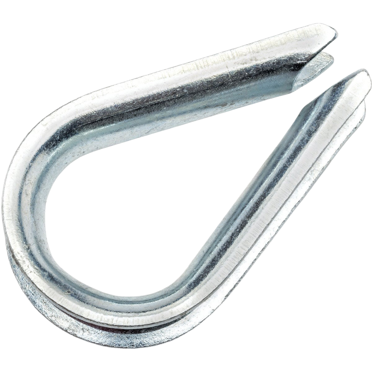 Metal wire rope thimble with smooth rounded edges for reinforcing cable loops in home improvement projects