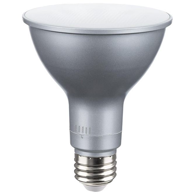 Silver-toned LED light bulb with long neck and standard medium screw base for home improvement lighting needs under $50