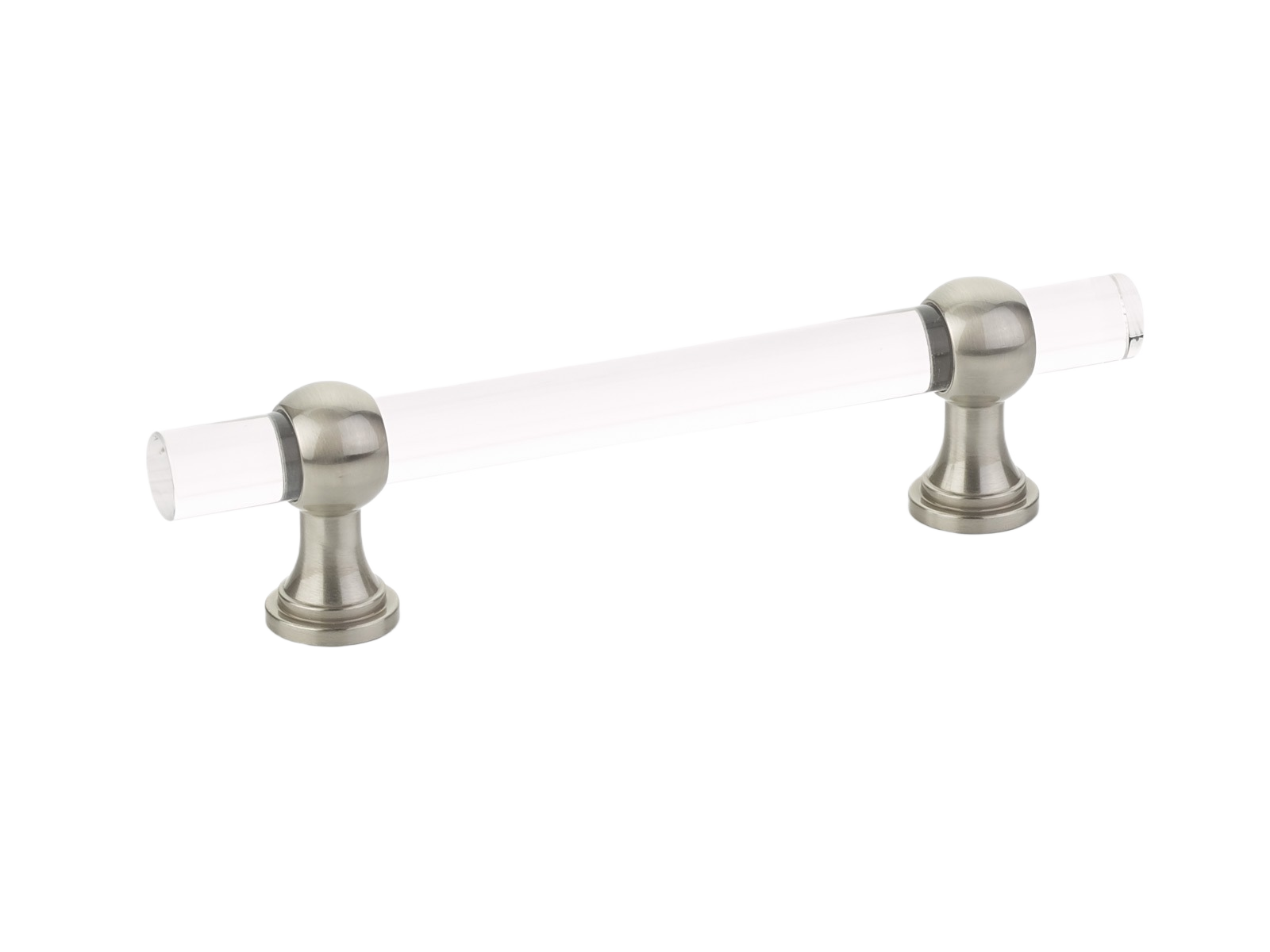 Satin nickel and acrylic adjustable cabinet pull in transitional style for furniture hardware and home improvement