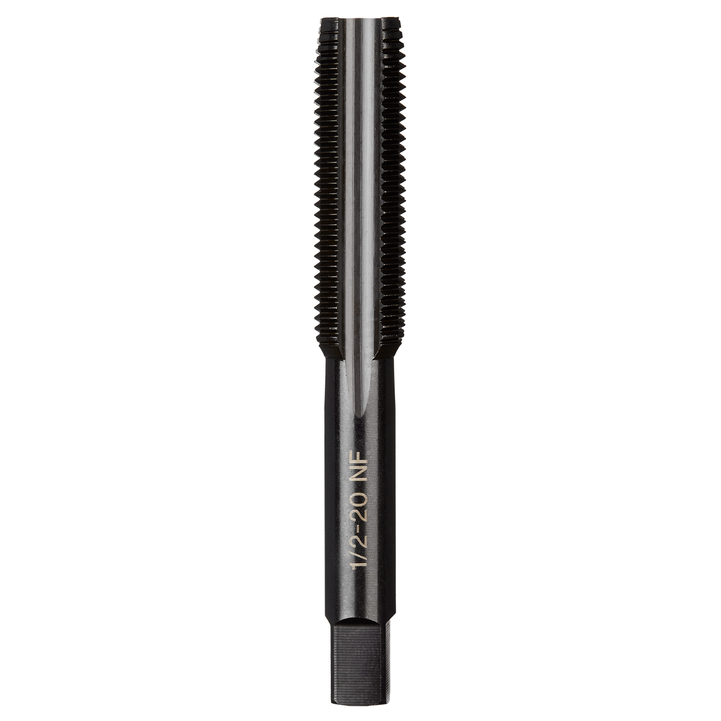 Precision-machined 1/2"-20 NF straight flute plug tap for creating internal threads in tool accessories and drill bits collections
