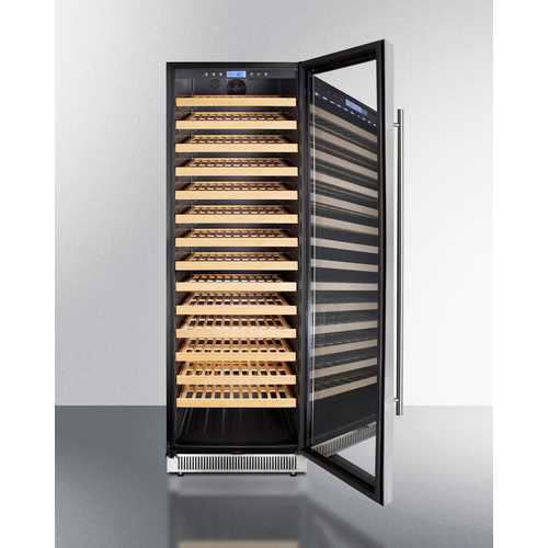 24" wide wine cellar with tinted glass door, wooden shelves, and digital temperature controls from Refrigerators collection