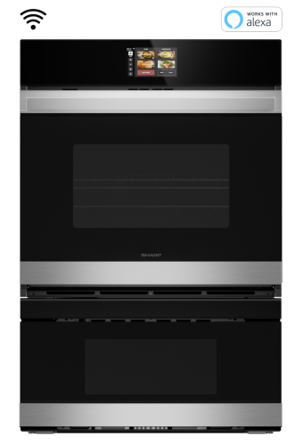 Black and stainless steel smart combination wall oven and microwave drawer with touchscreen control panel from Appliances collection