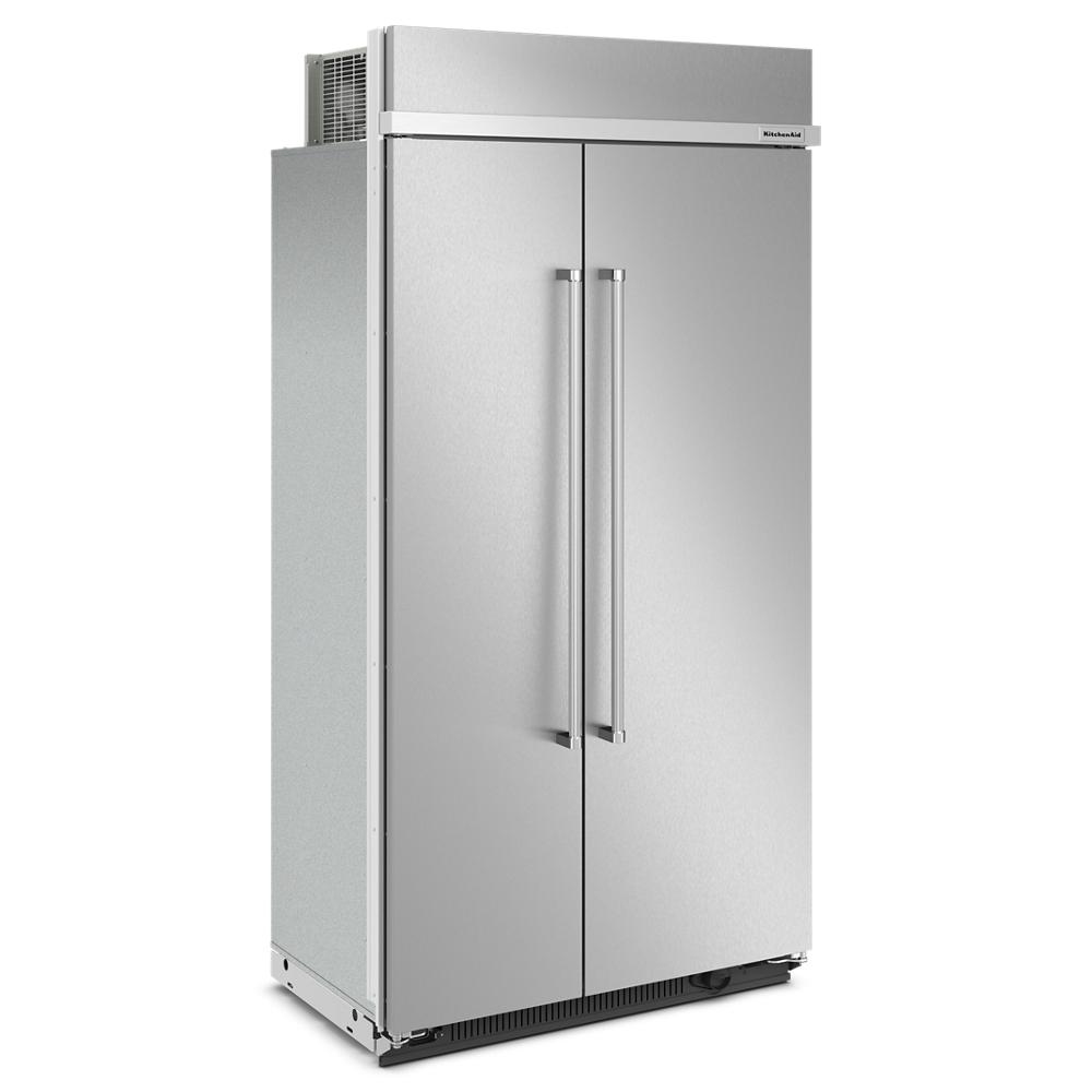 Built-in side-by-side stainless steel refrigerator with PrintShield™ Finish from KitchenAid Appliances collection