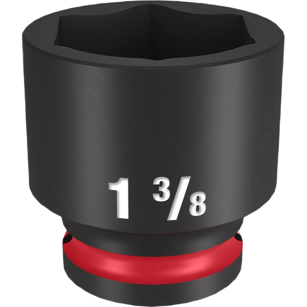 Black impact socket with 1 3/8 size marking and red accent ring for heavy-duty tools and home improvement use