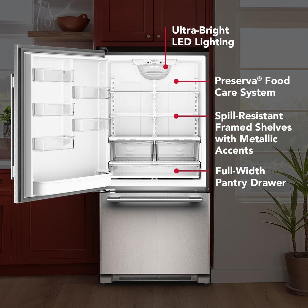 22 Cu. Ft. 33-Inch Standard-Depth Bottom Mount Refrigerator with Left Door Swing